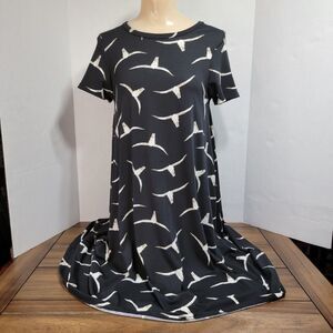 Lula Roe SS Hi-Low Dress Black w/ Longhorn Skull - Size XXS